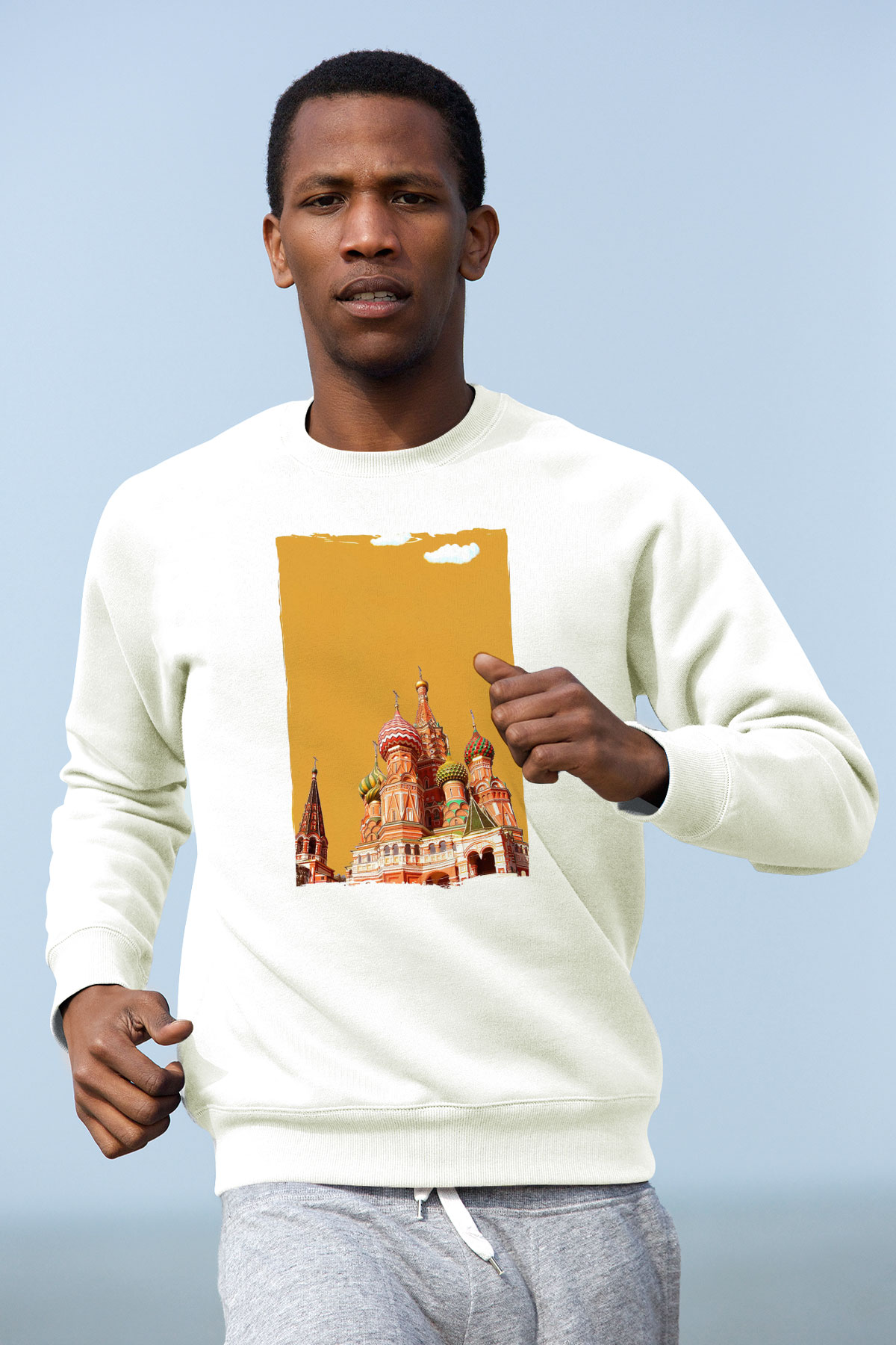 Moskova Kremlini Beyaz Unisex Sweatshirt