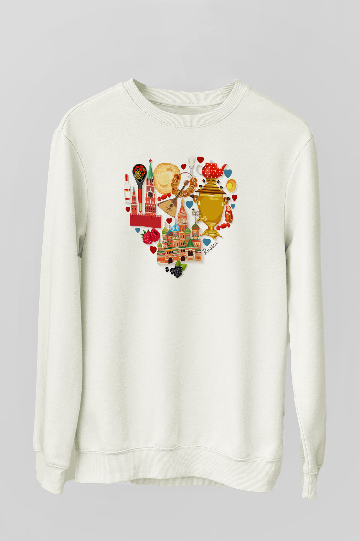 Moskova Kremlini Beyaz Unisex Sweatshirt