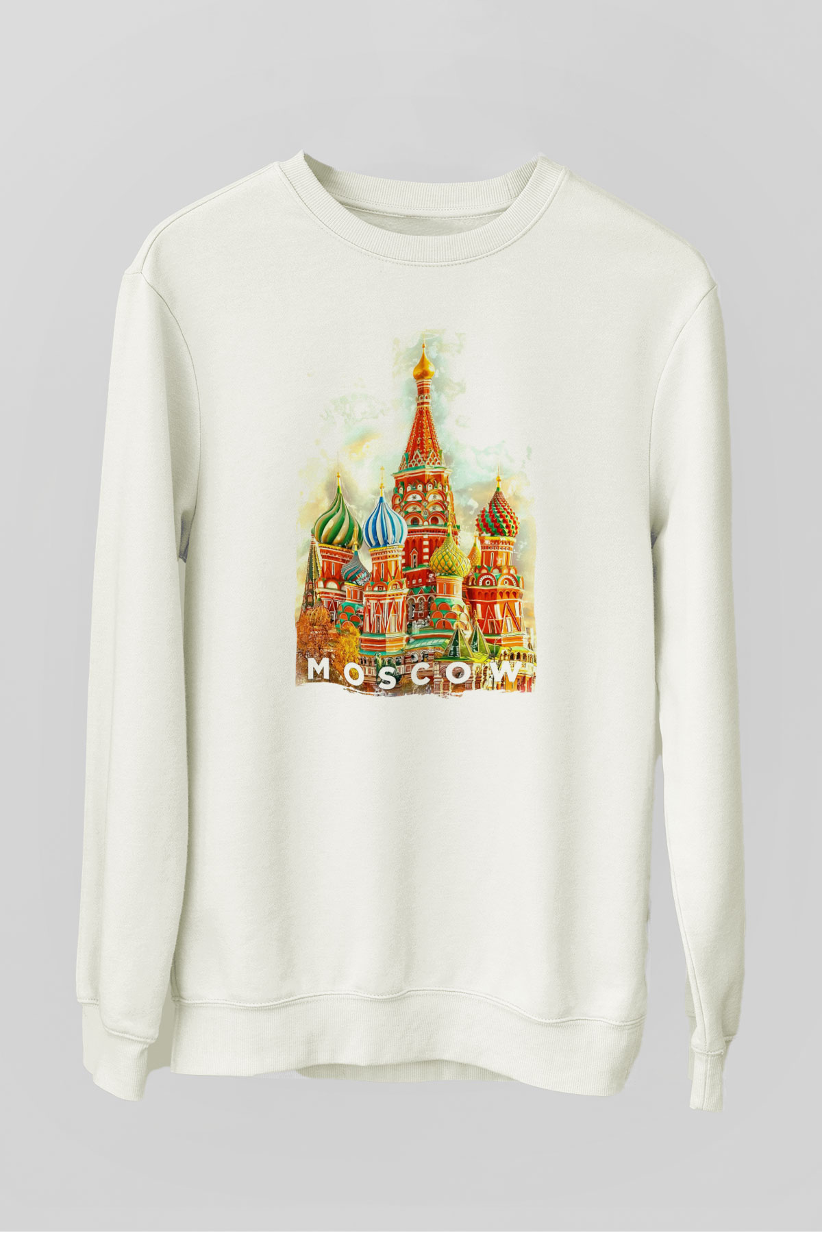 Moskova Kremlini Beyaz Unisex Sweatshirt
