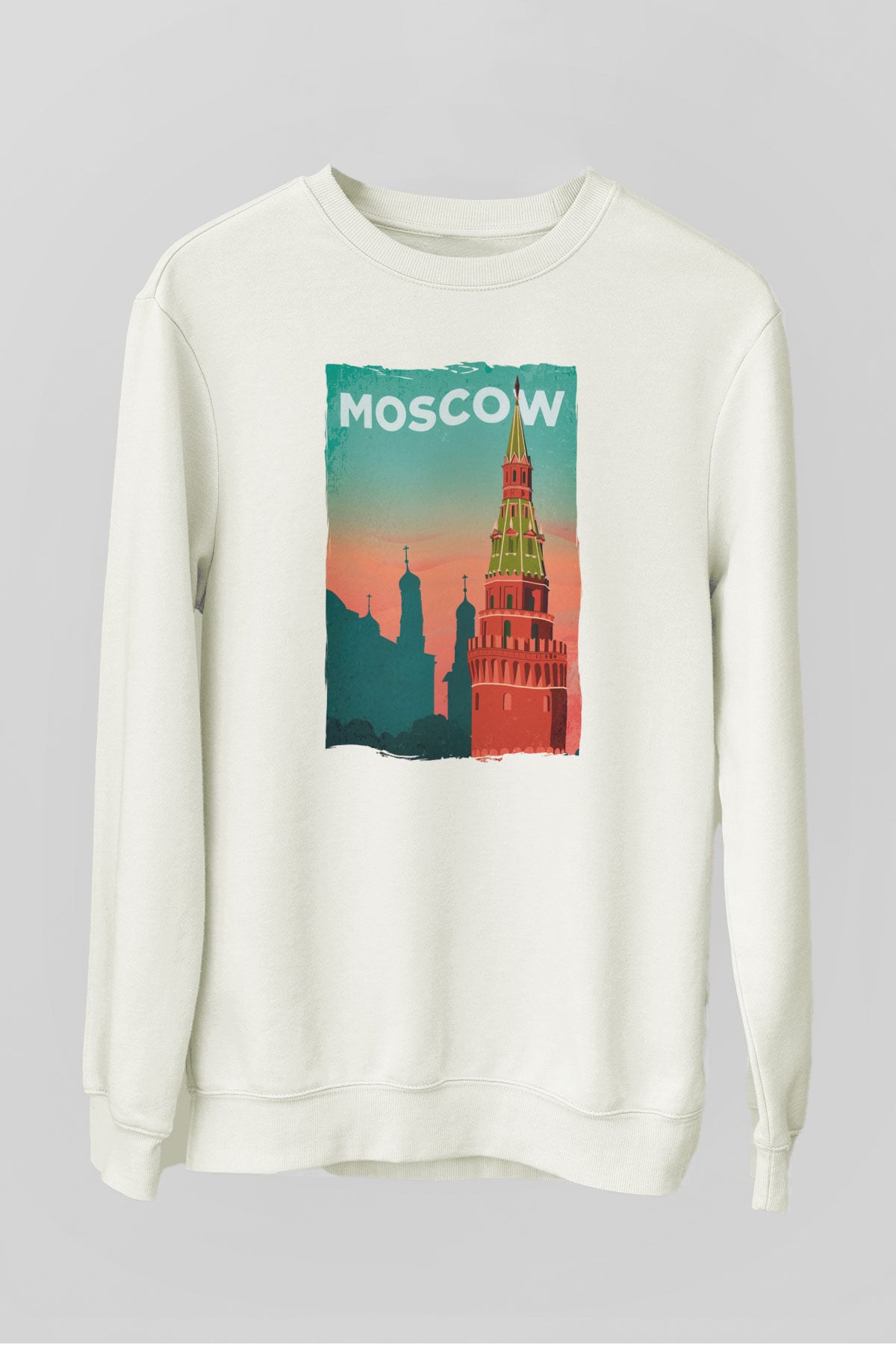 Moskova Kremlini Beyaz Unisex Sweatshirt