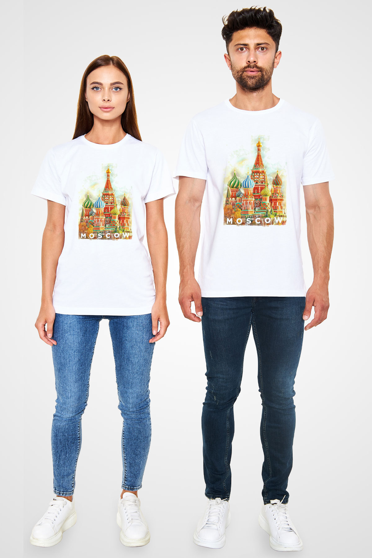 Moskova Kremlini Beyaz Unisex Tişört T-Shirt - TişörtFabrikası