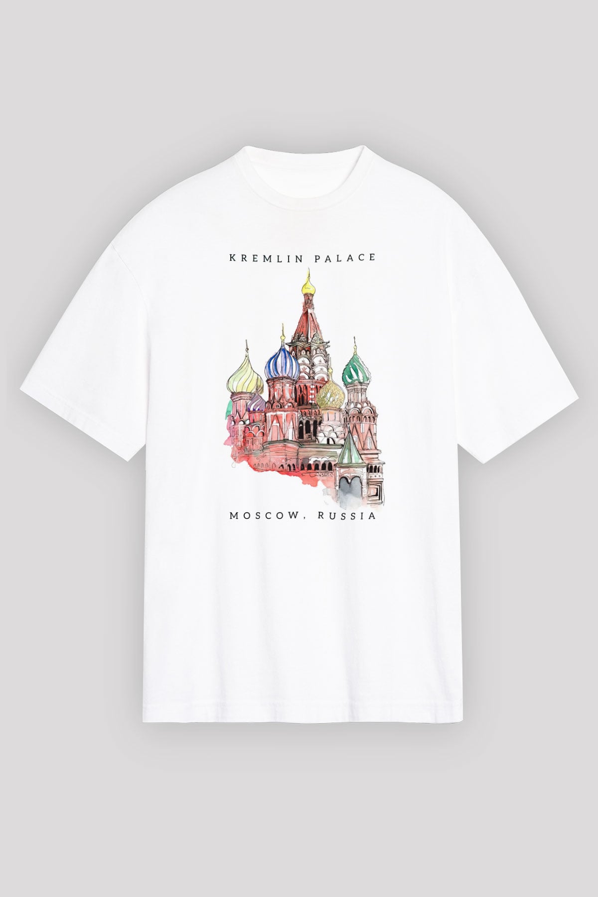 Moskova Kremlini Beyaz Oversize Tişört Oversize T-shirt - TişörtFabrikası