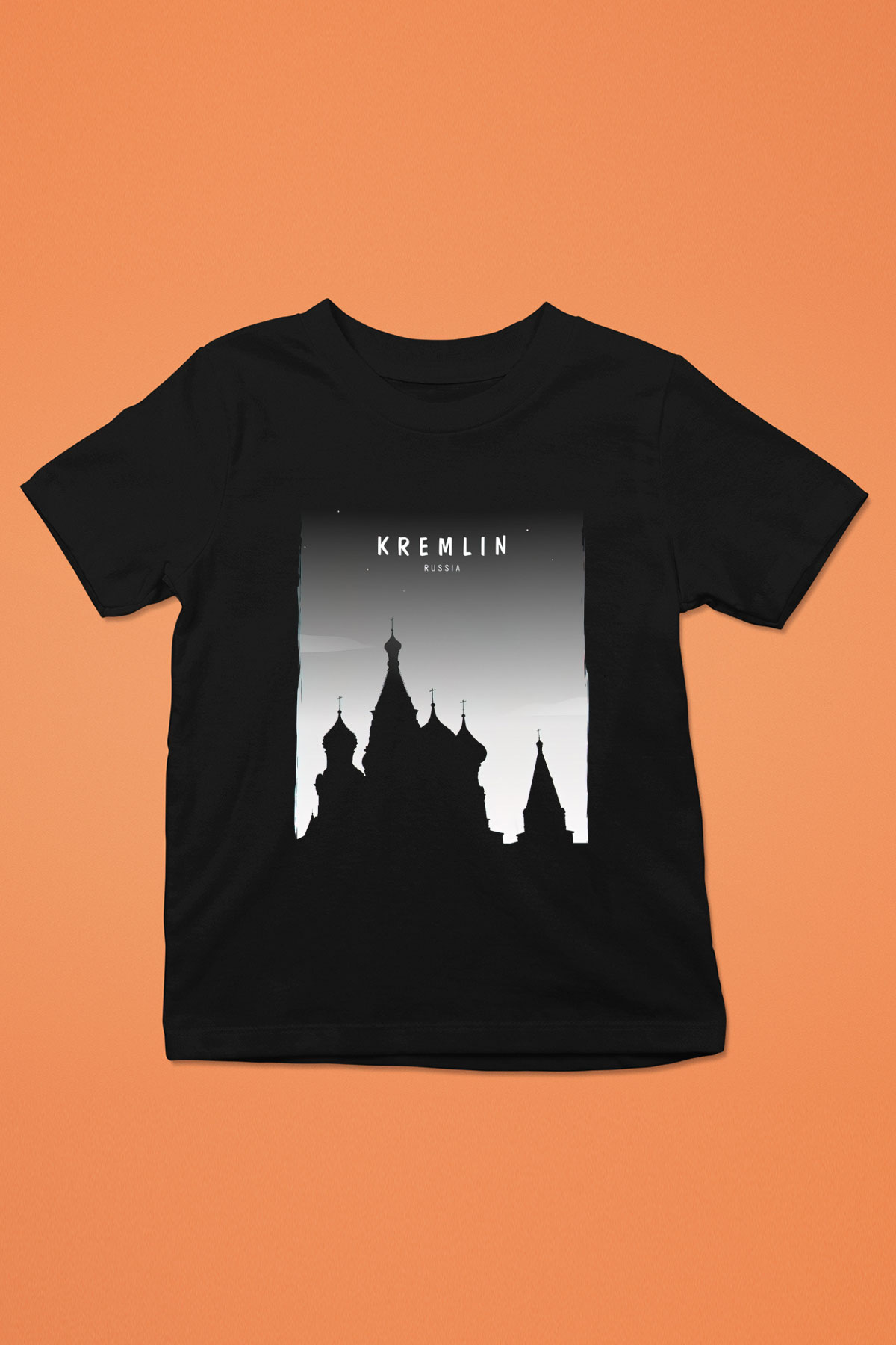 Moskova Kremlini Siyah Unisex Çocuk Tişört