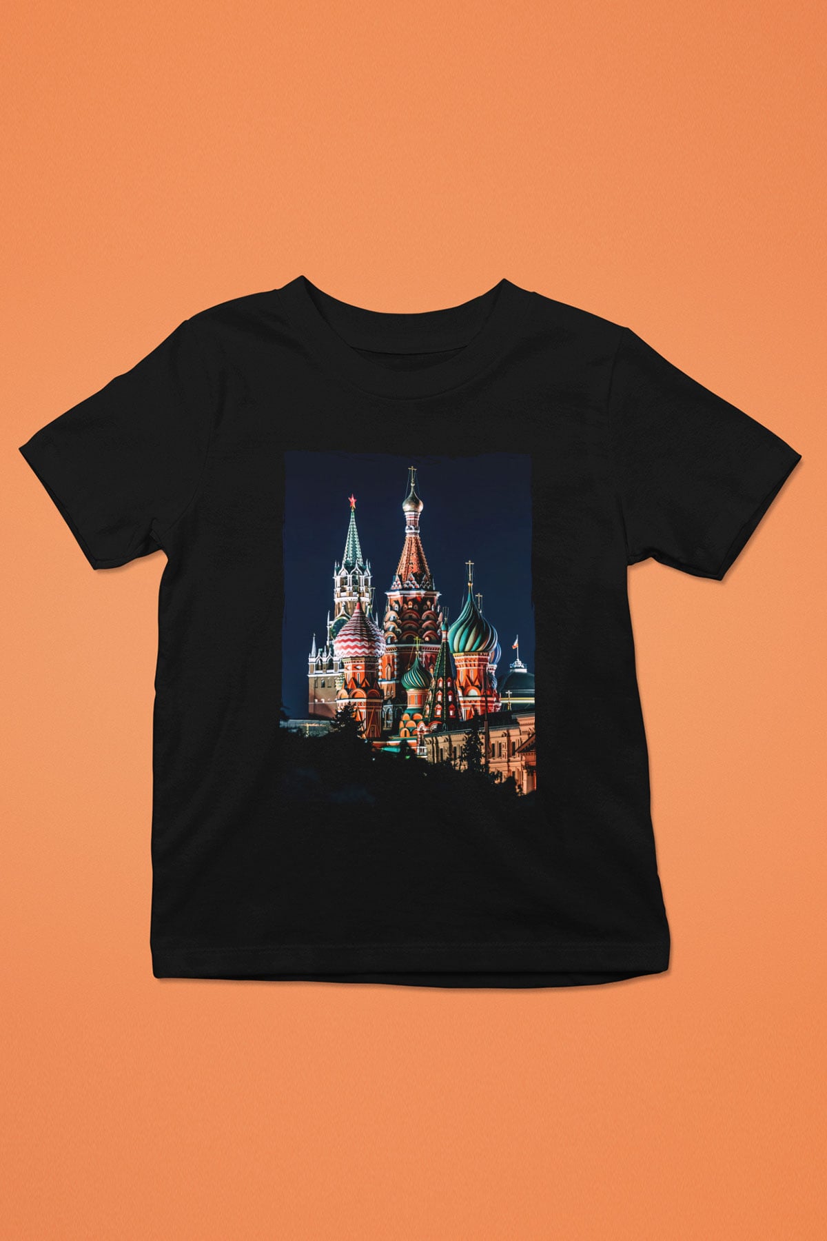 Moskova Kremlini Siyah Unisex Çocuk Tişört