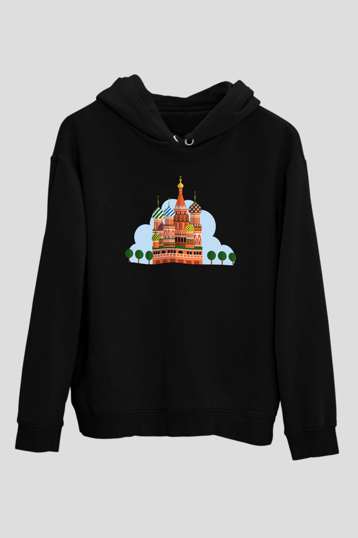 Moskova Kremlini Siyah Unisex Hoodie