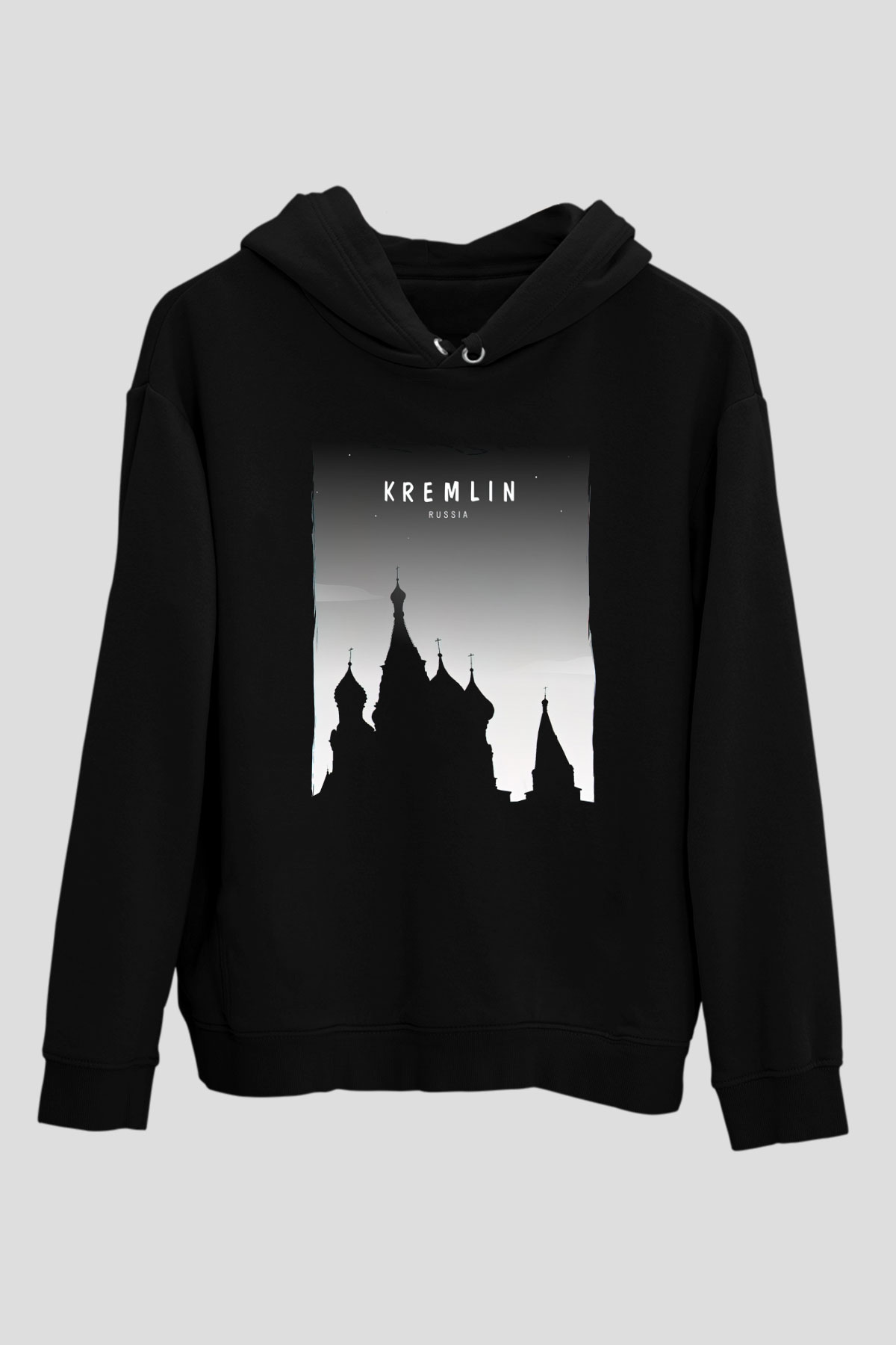 Moskova Kremlini Siyah Unisex Hoodie