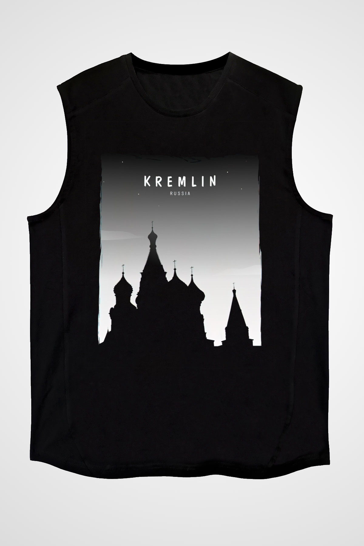 Moskova Kremlini Siyah Unisex Kolsuz Tişört