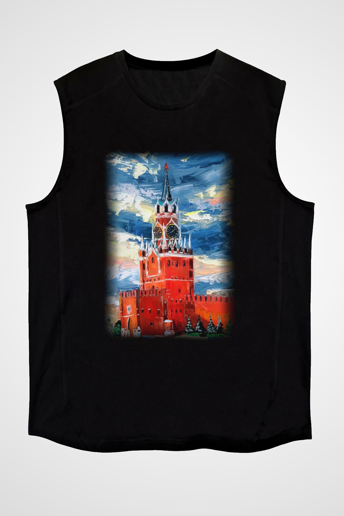 Moskova Kremlini Siyah Unisex Kolsuz Tişört