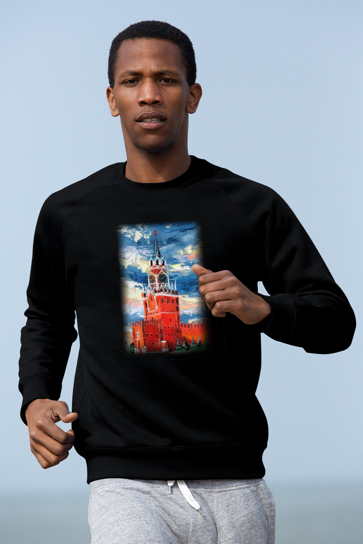 Moskova Kremlini Siyah Unisex Sweatshirt