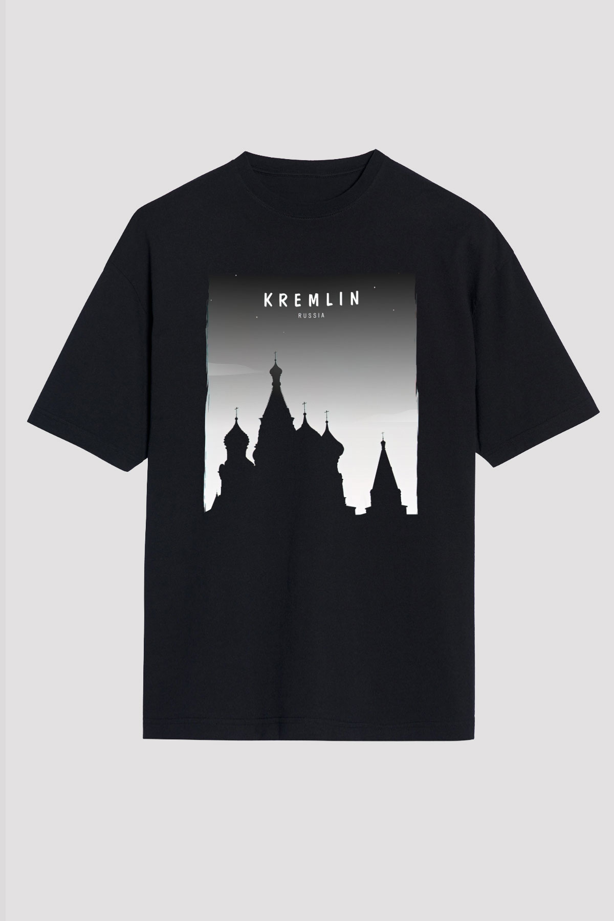 Moskova Kremlini Siyah Oversize Tişört Oversize T-shirt - TişörtFabrikası
