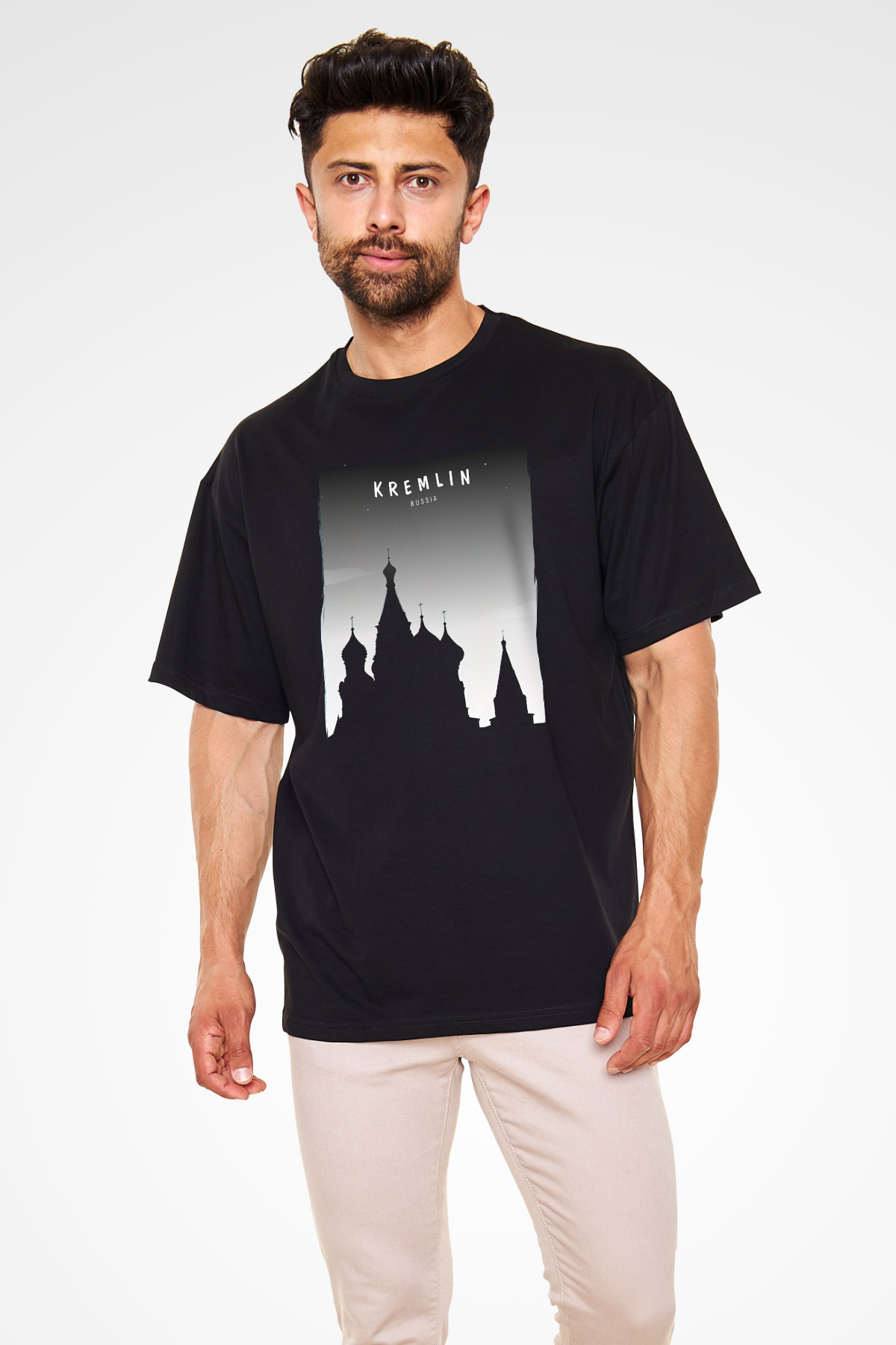 Moskova Kremlini Siyah Oversize Tişört Oversize T-shirt - TişörtFabrikası