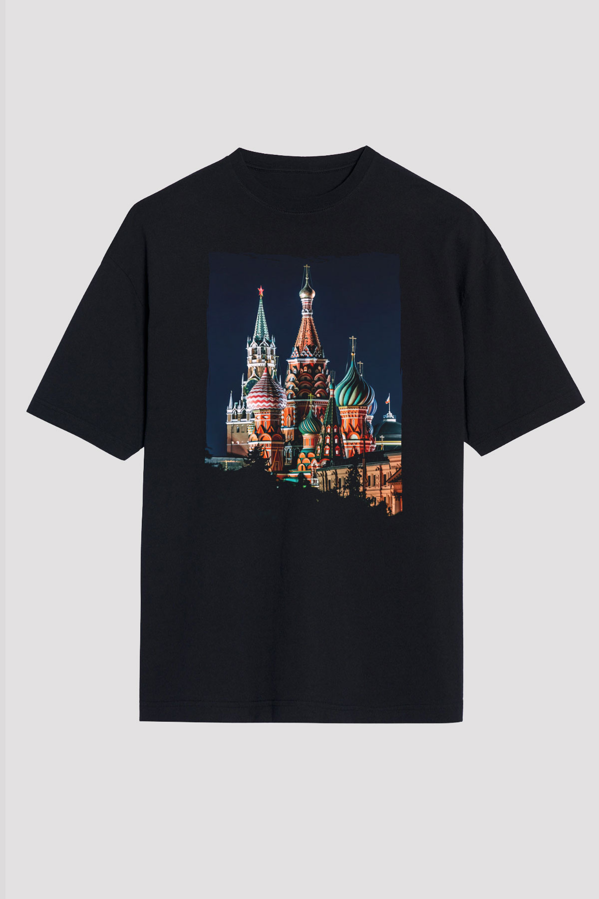 Moskova Kremlini Siyah Oversize Tişört Oversize T-shirt - TişörtFabrikası