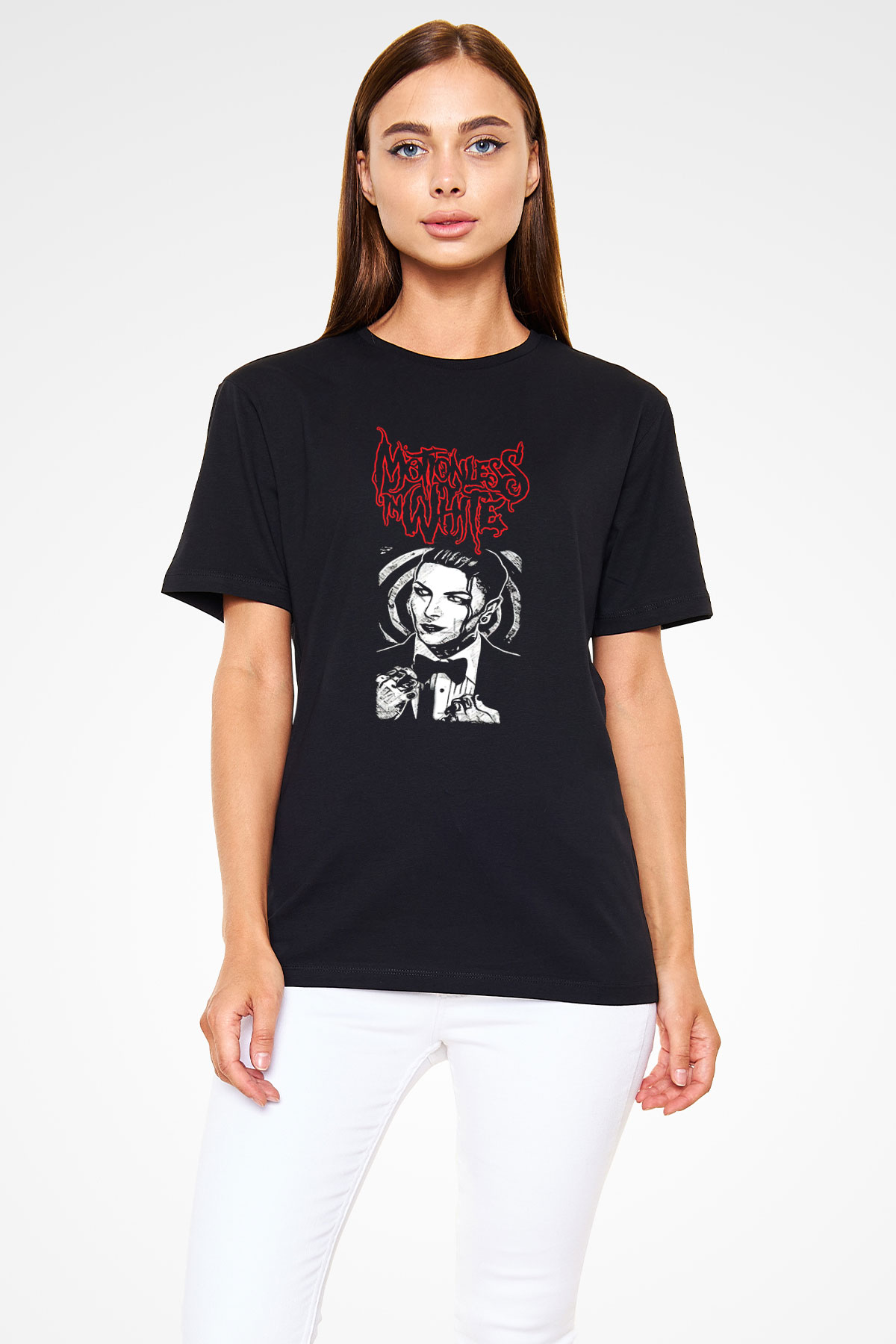 Motionless in White Baskılı Unisex Siyah Tişört - Tshirt