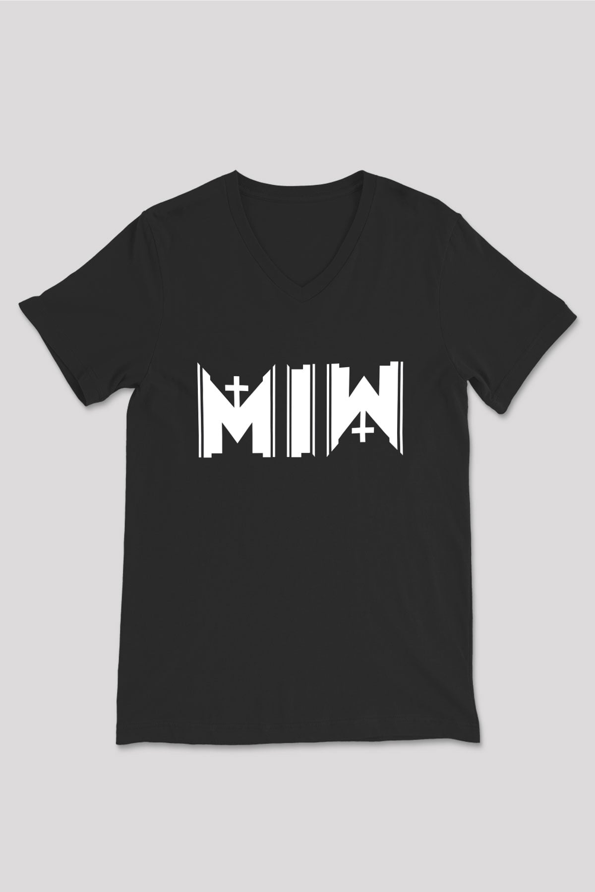 Motionless in White Baskılı Unisex Siyah V Yaka Tişört - Tshirt