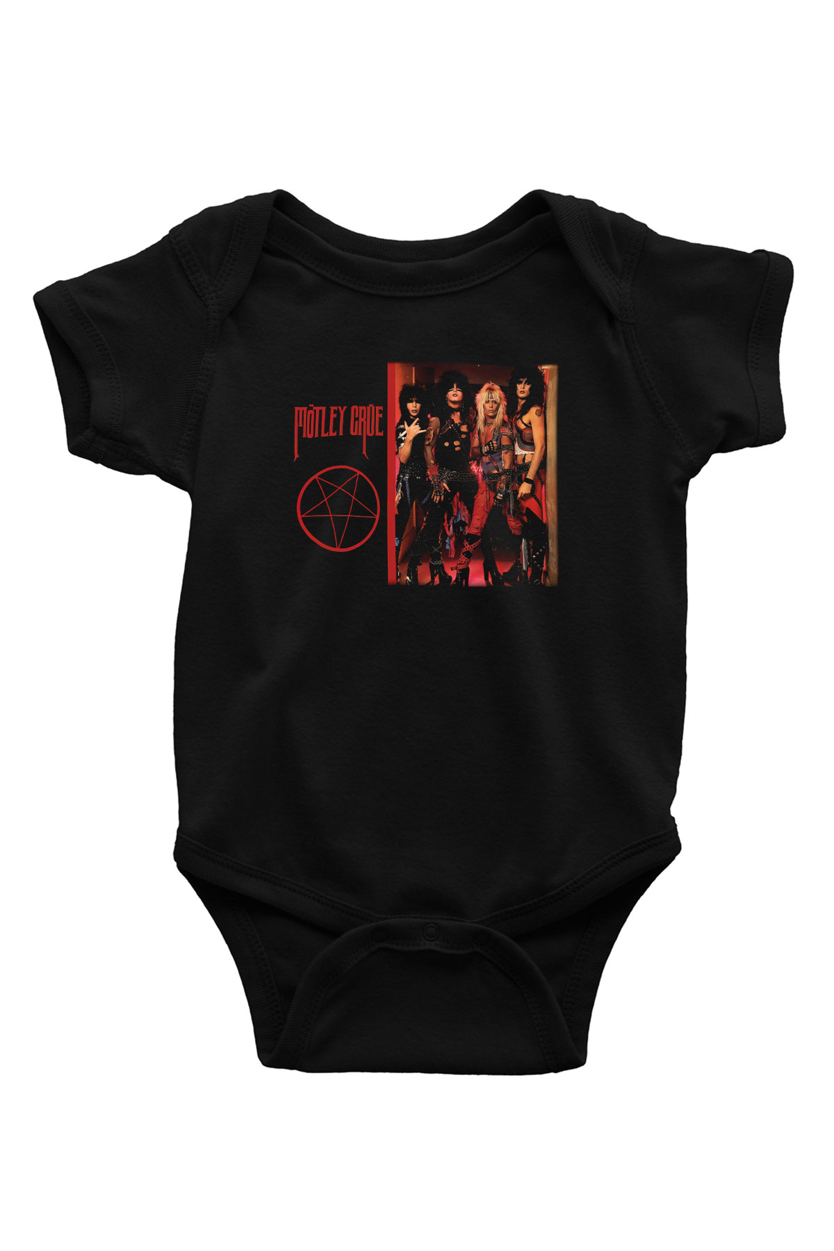 Mötley Crüe Baskılı Siyah Bebek Body - Zıbın