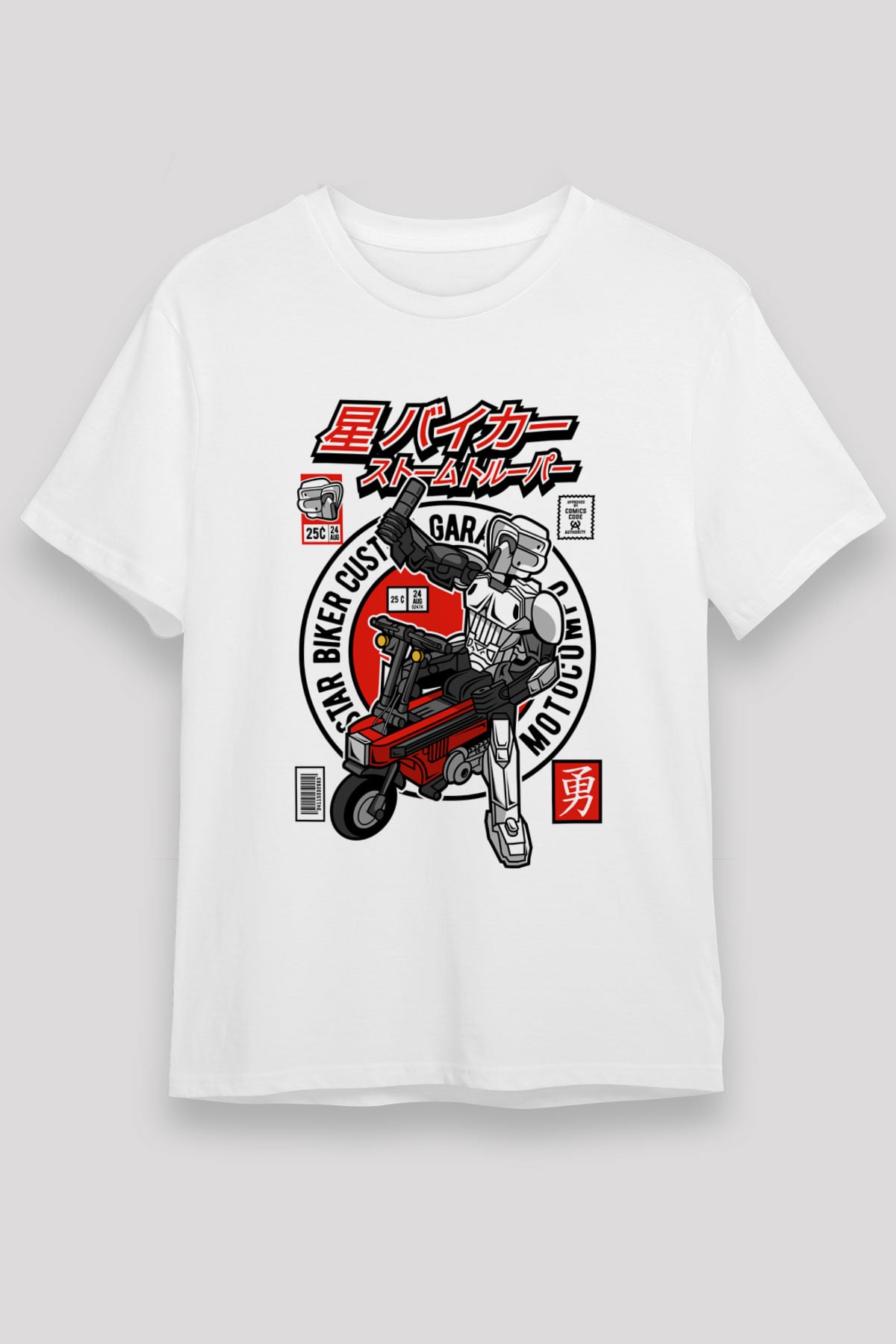 Motocompo Baskılı Unisex Beyaz Tişört