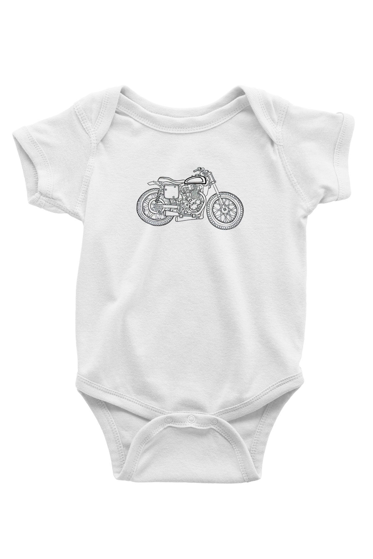 Motor Sporları Baskılı Beyaz Bebek Body - Zıbın