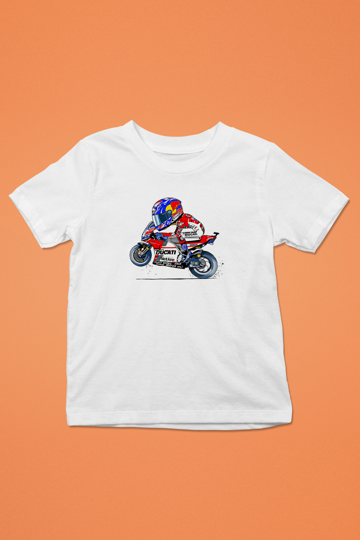 Motor Sporları Baskılı Unisex Beyaz Çocuk Tişört - Tshirt