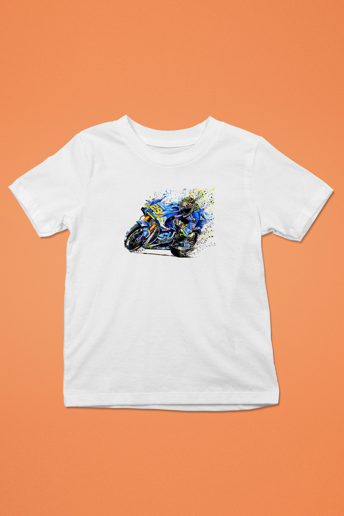 Motor Sporları Baskılı Unisex Beyaz Çocuk Tişört - Tshirt