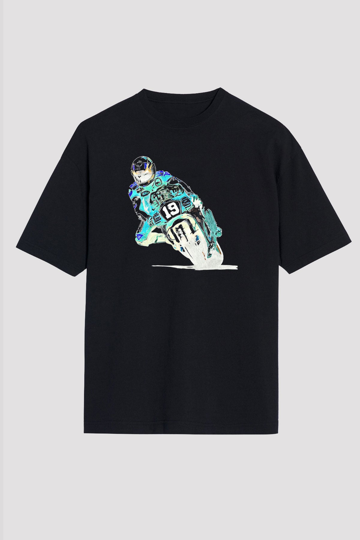 Motor Sporları - Motor sports Baskılı Unisex Siyah Oversize Tişört