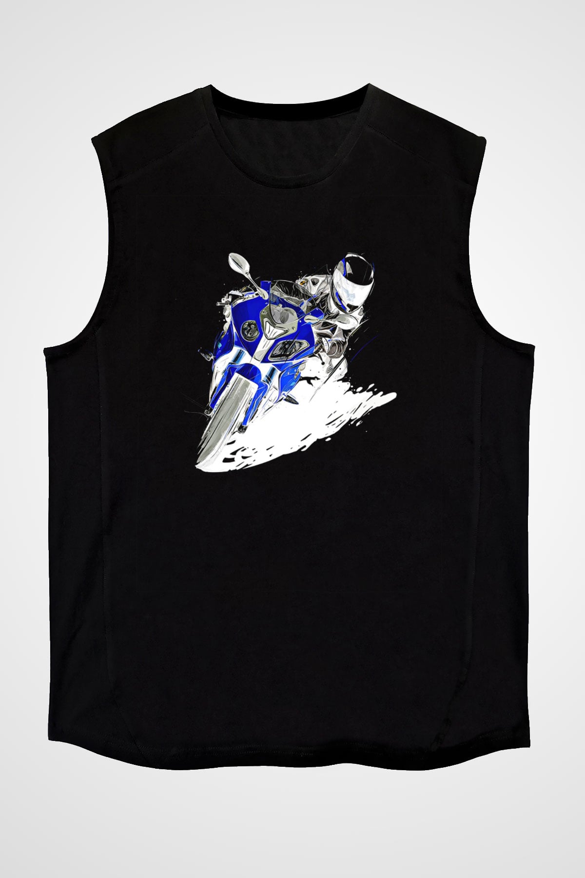 Motor Sporları - Motor sports Baskılı Unisex Siyah Kolsuz Tişört