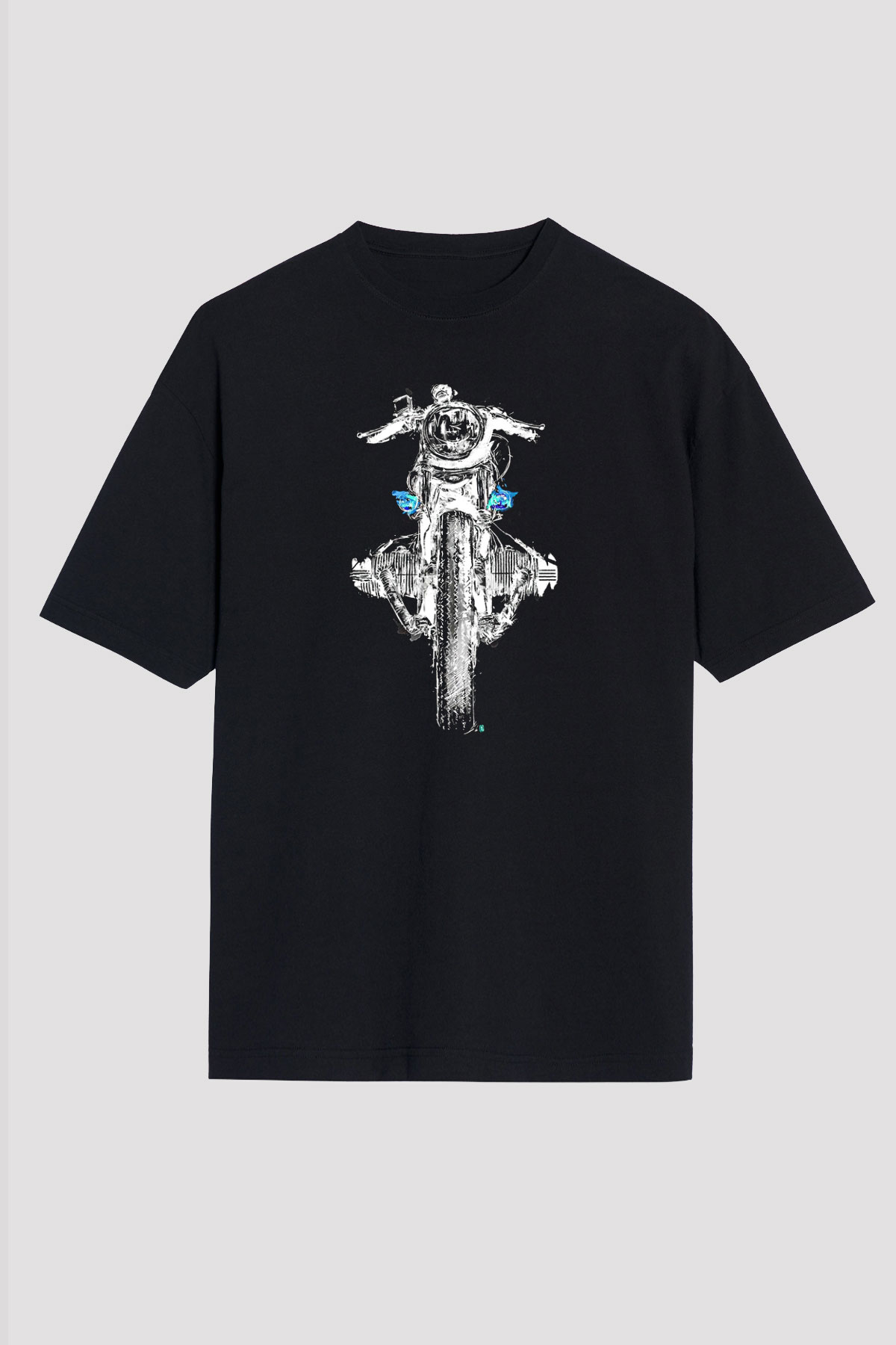 Motor Sporları - Motor sports Baskılı Unisex Siyah Oversize Tişört