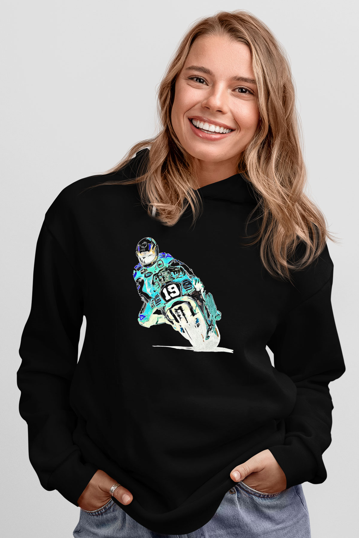 Motor Sporları - Motor sports Baskılı Unisex Siyah Hoodie