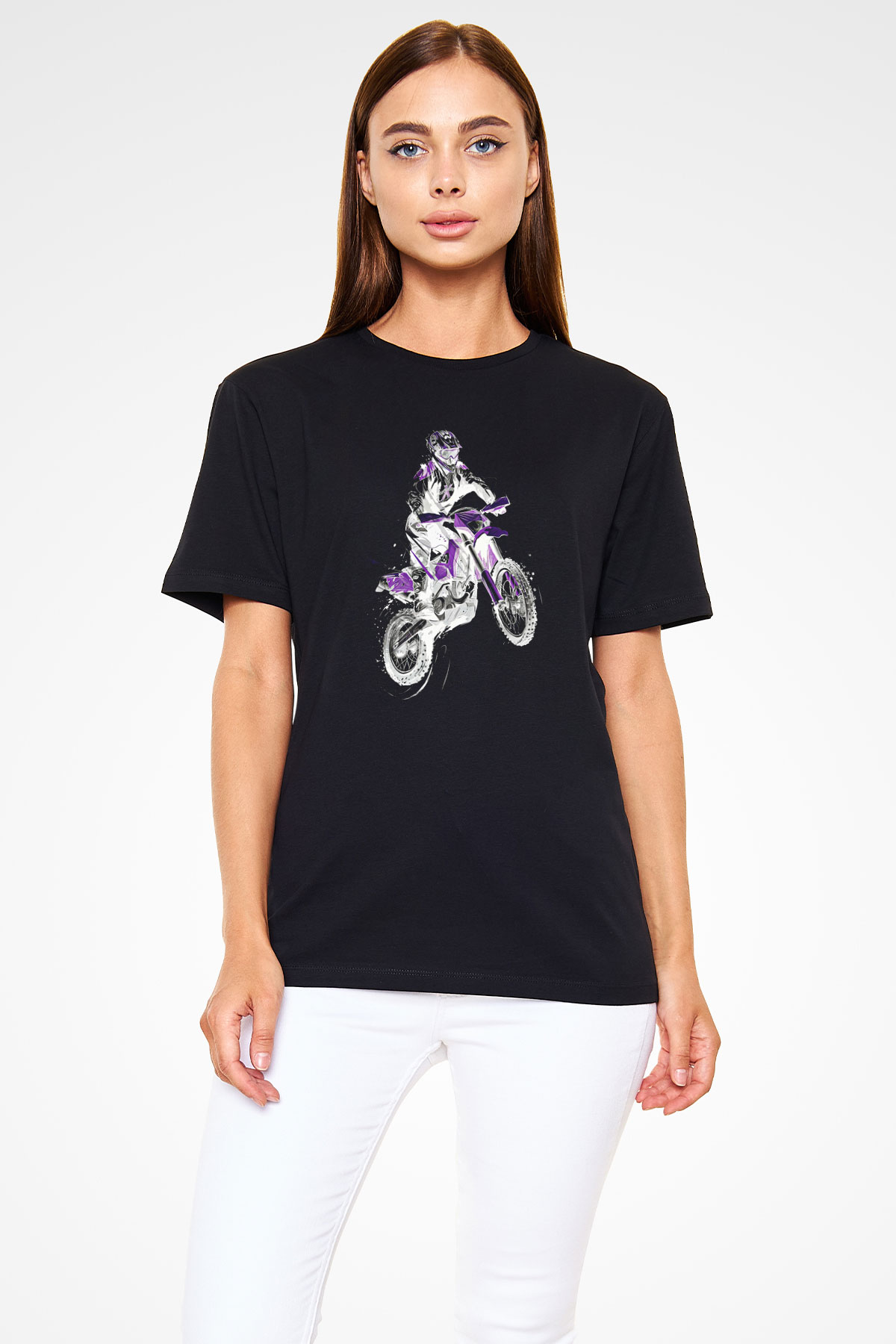 Motor Sporları - Motor sports Baskılı Unisex Siyah Tişört - Tshirt