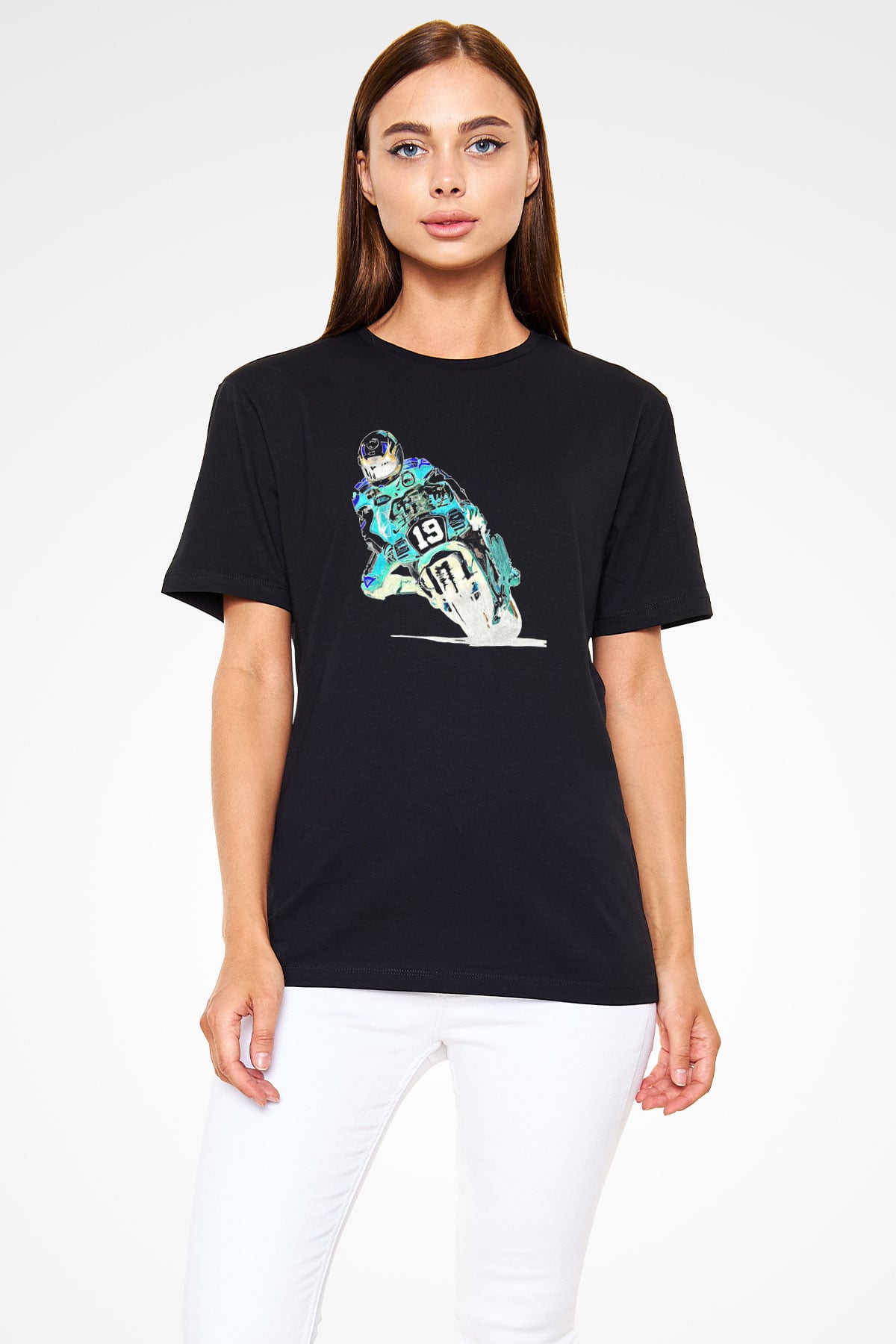 Motor Sporları - Motor sports Baskılı Unisex Siyah Tişört - Tshirt