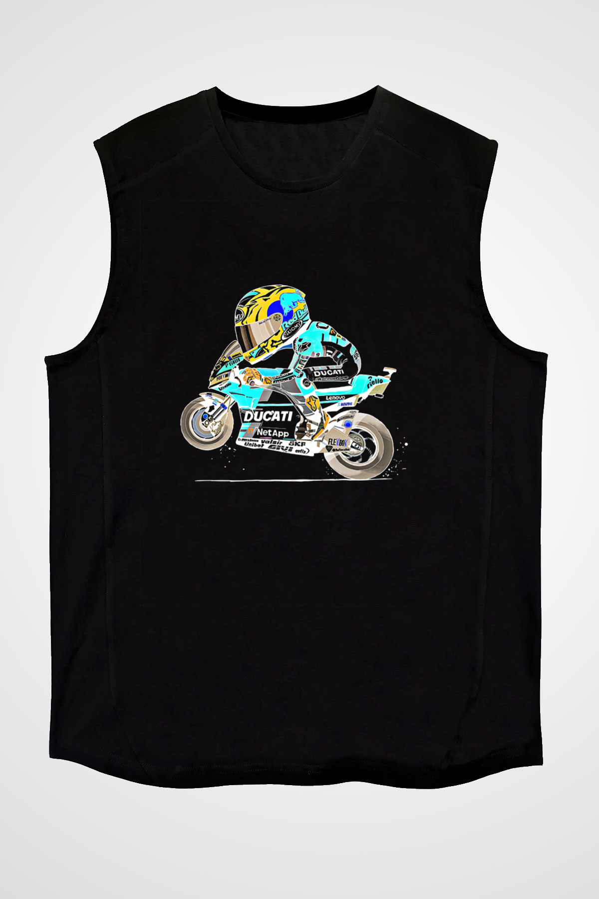 Motor Sporları - Motor sports Baskılı Unisex Siyah Kolsuz Tişört