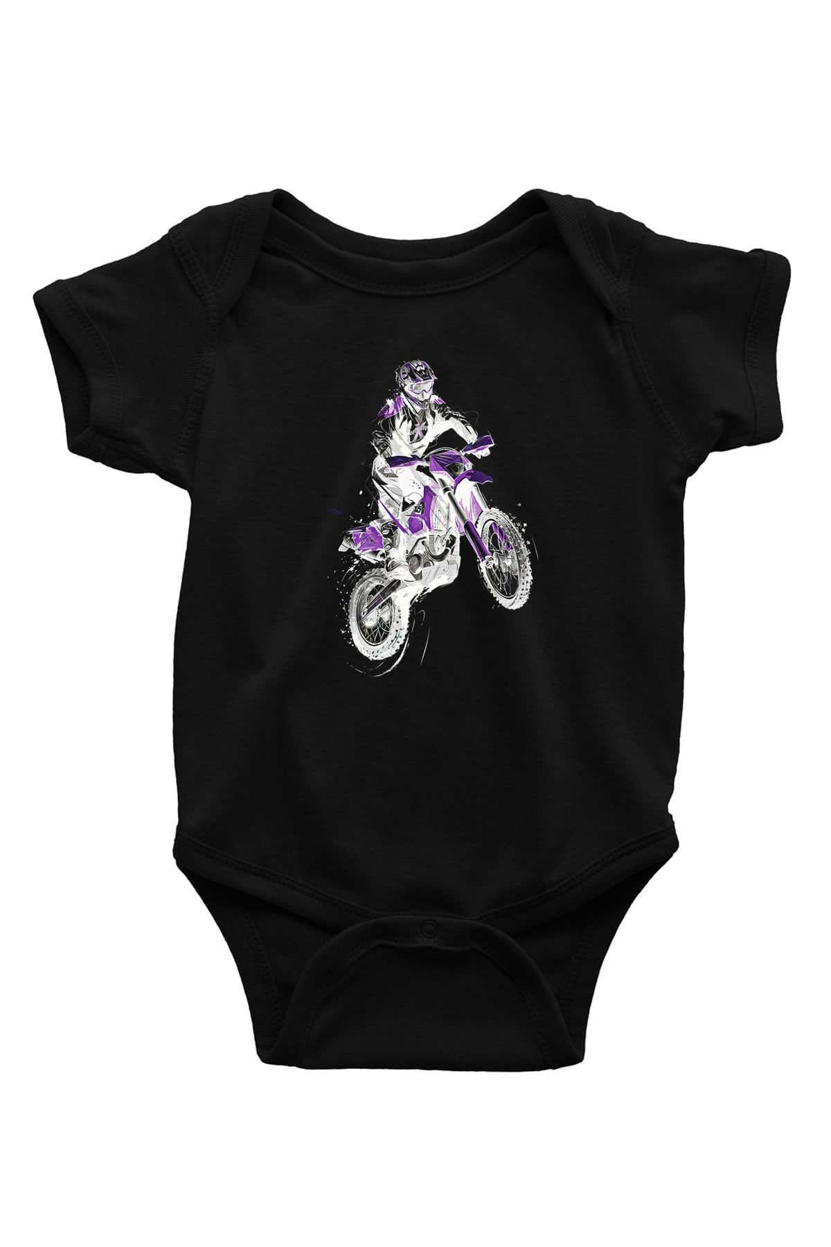 Motor Sporları - Motor sports Baskılı Unisex Siyah Bebek Body - Zıbın