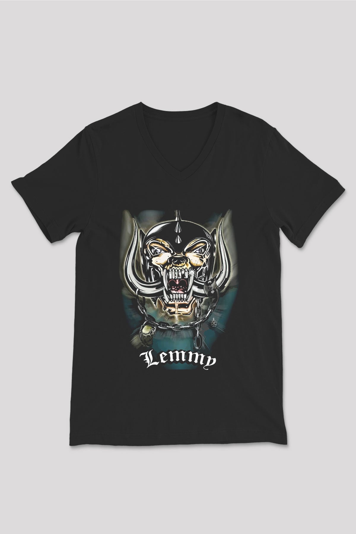 Motörhead Lemmy Siyah Unisex V Yaka Tişört T-Shirt