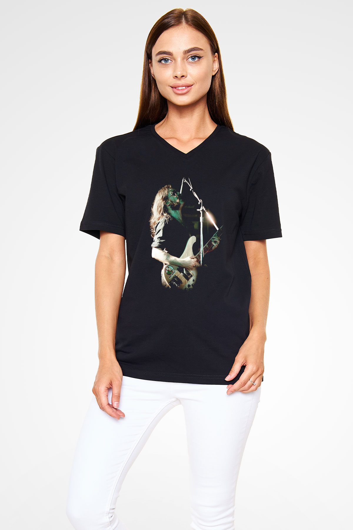 Motörhead Siyah Unisex V Yaka Tişört T-Shirt