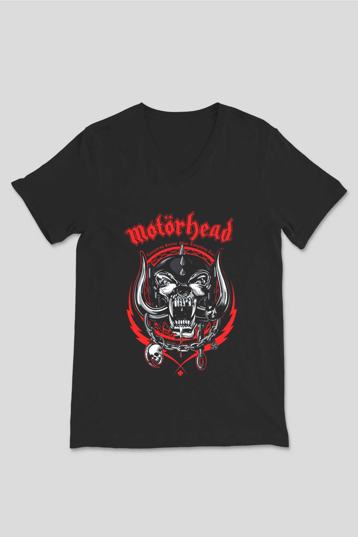 Motörhead Siyah Unisex V Yaka Tişört T-Shirt