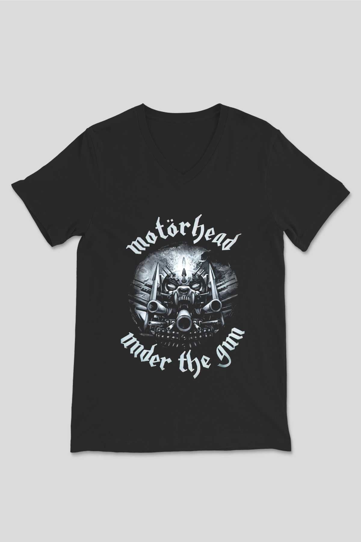 Motörhead Under The Gun Siyah Unisex V Yaka Tişört T-Shirt