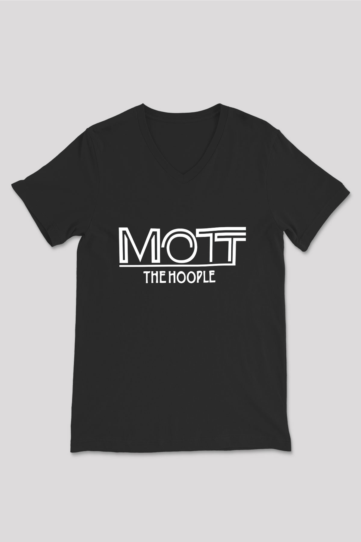 Mott the Hoople Siyah Unisex V Yaka Tişört T-Shirt