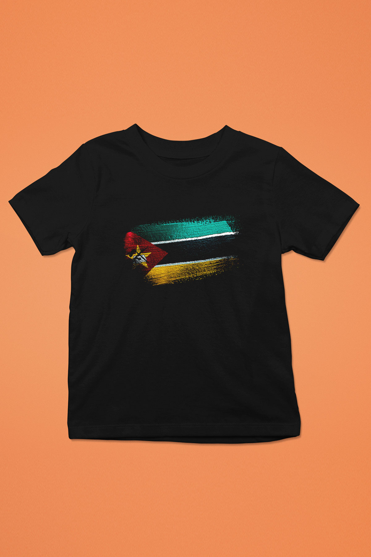 Mozambik - Mozambique Bayrağı Baskılı Unisex Siyah Çocuk Tişörtü