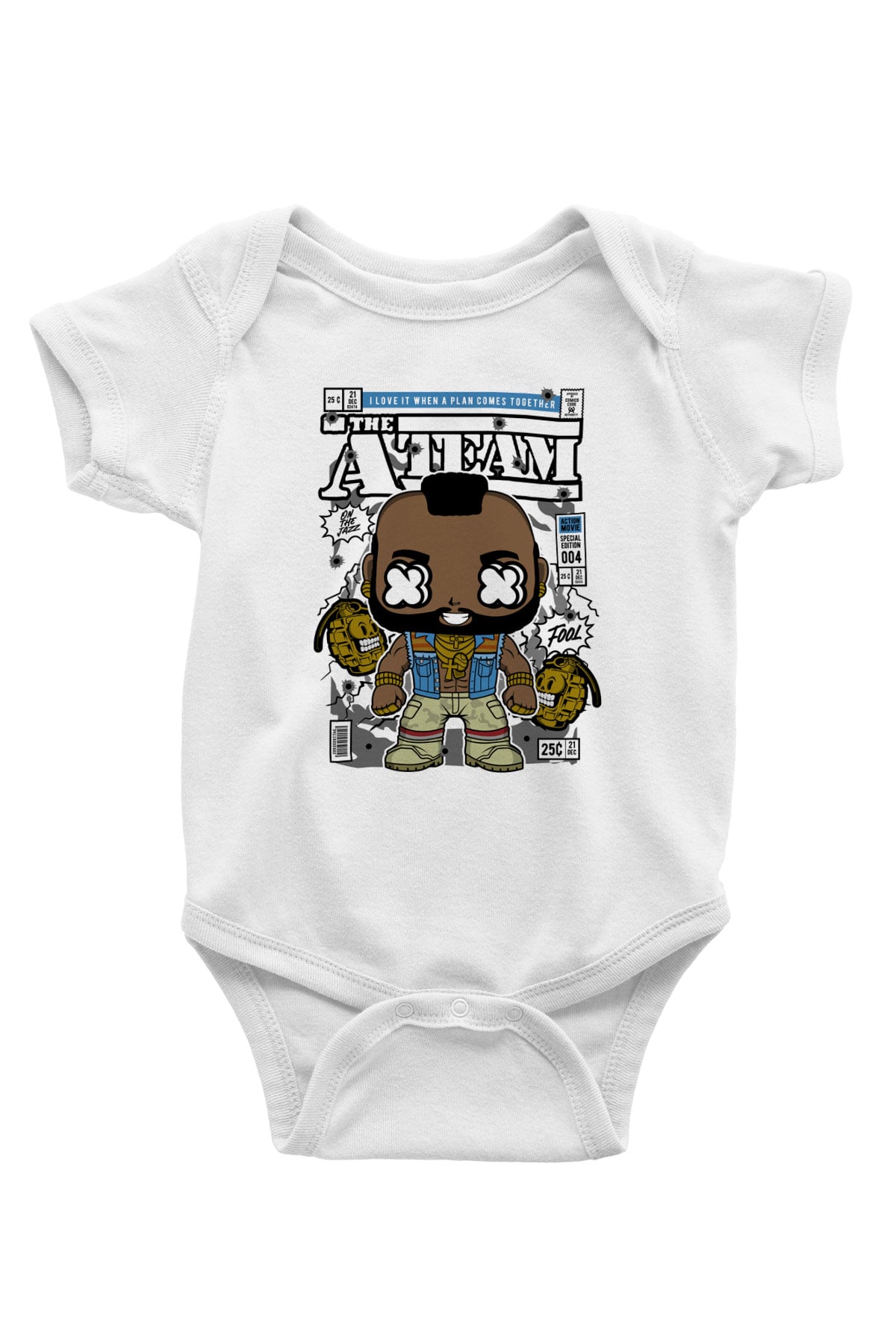 Mr T Baskılı Unisex Beyaz Bebek Body - Zıbın