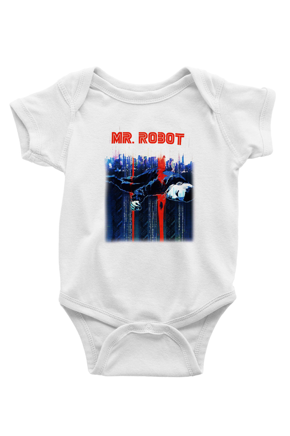 Mr. Robot Baskılı Beyaz Unisex Bebek Body - Zıbın