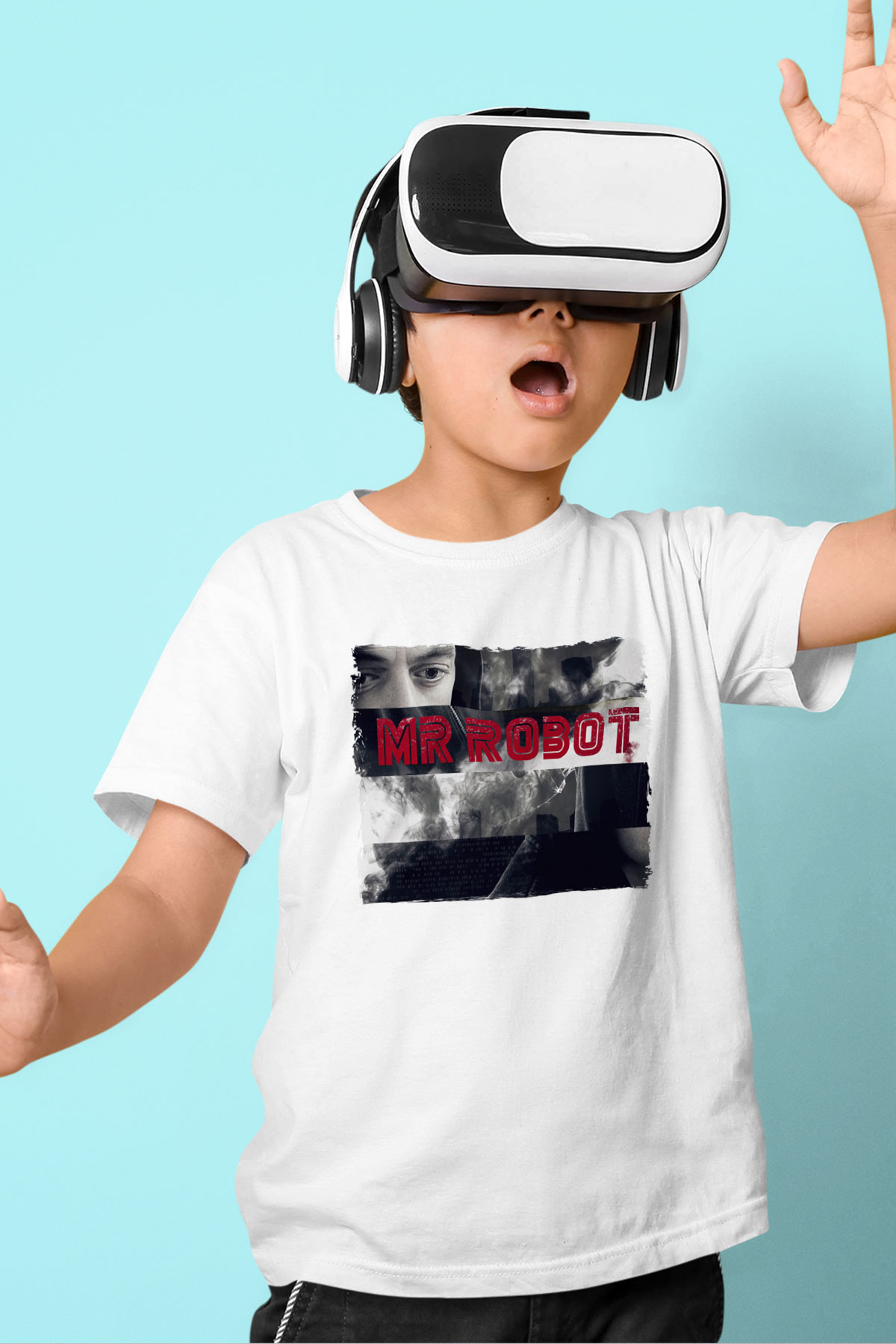 Mr. Robot Beyaz Unisex Çocuk Tişört