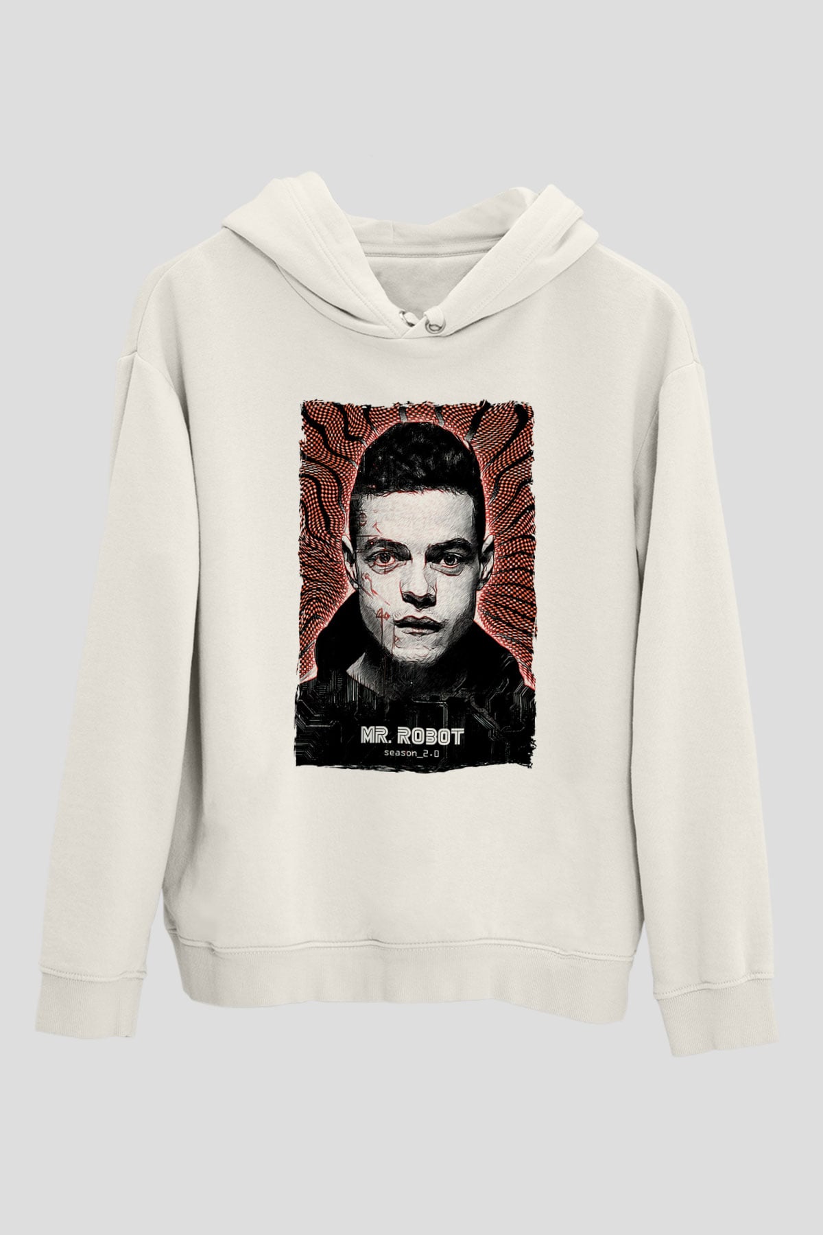 Mr. Robot Beyaz Unisex Hoodie