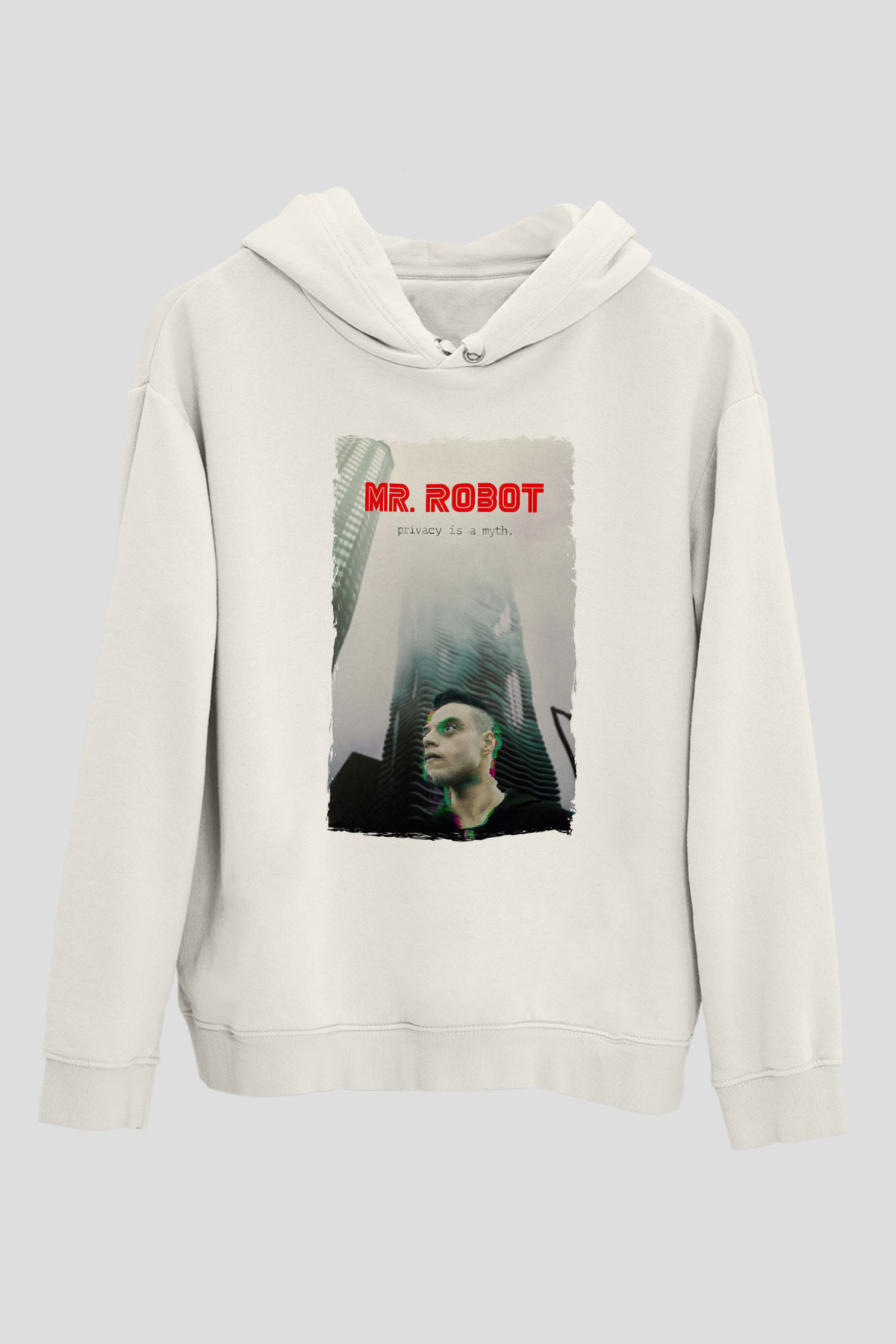 Mr. Robot Beyaz Unisex Hoodie