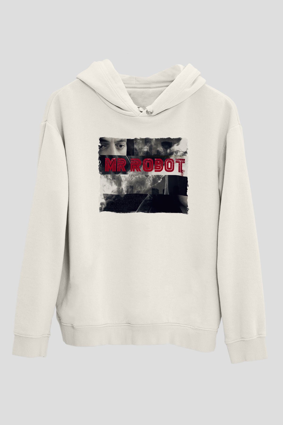 Mr. Robot Beyaz Unisex Hoodie