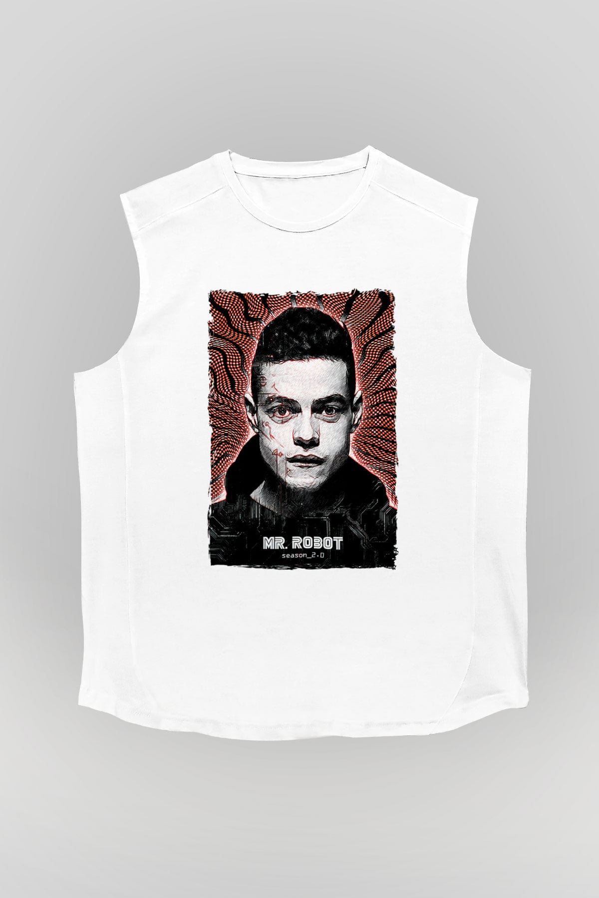 Mr. Robot Beyaz Unisex Kolsuz Tişört