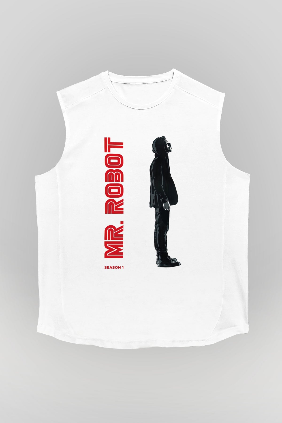 Mr. Robot Beyaz Unisex Kolsuz Tişört
