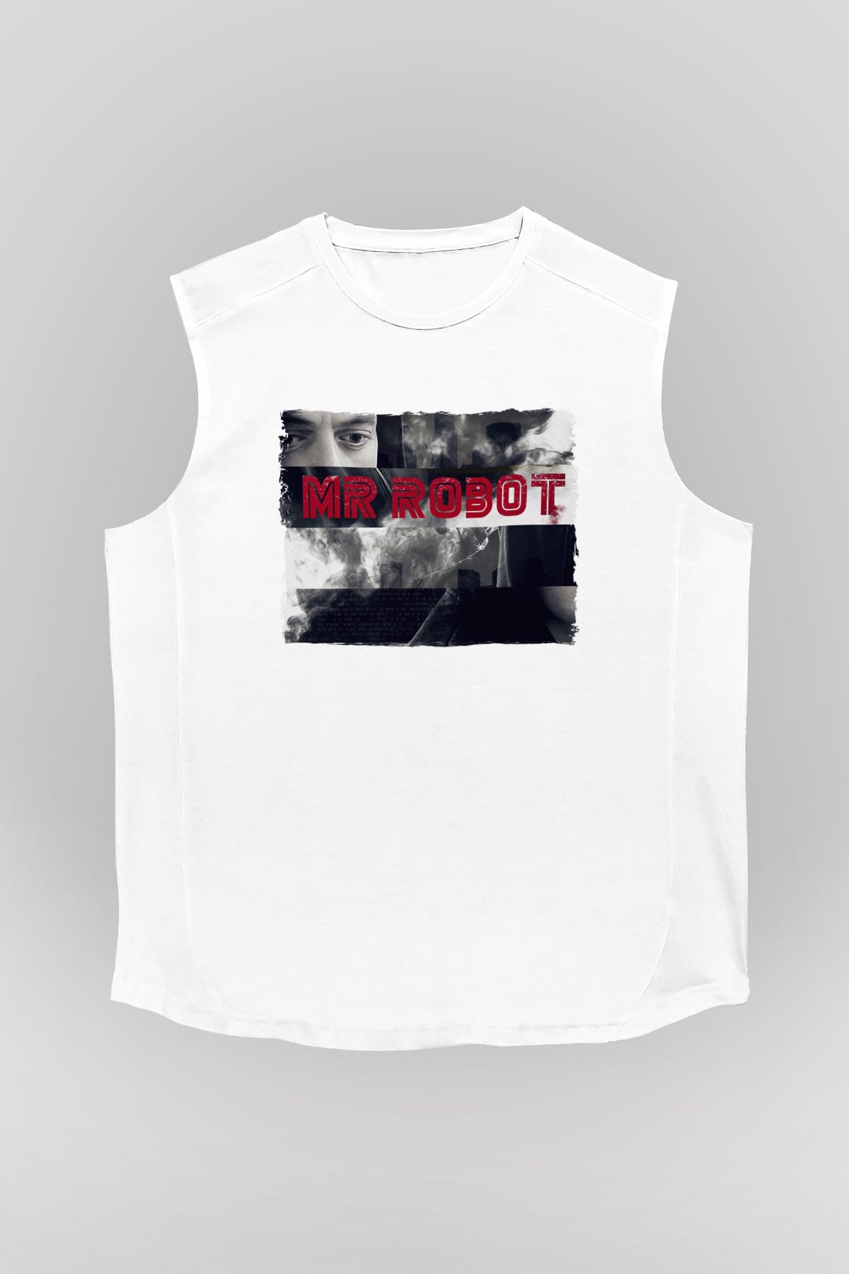 Mr. Robot Beyaz Unisex Kolsuz Tişört