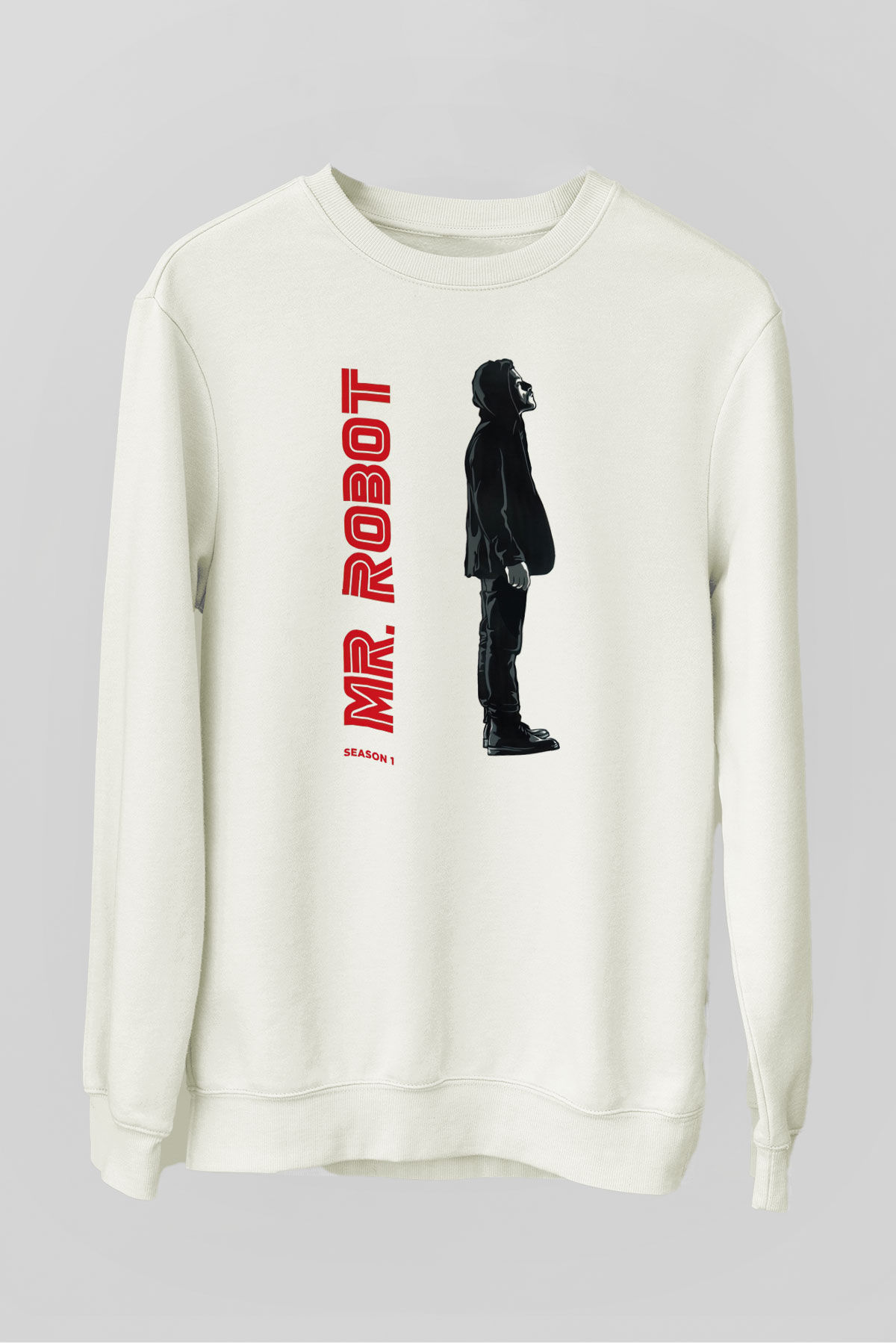 Mr. Robot Beyaz Unisex Sweatshirt