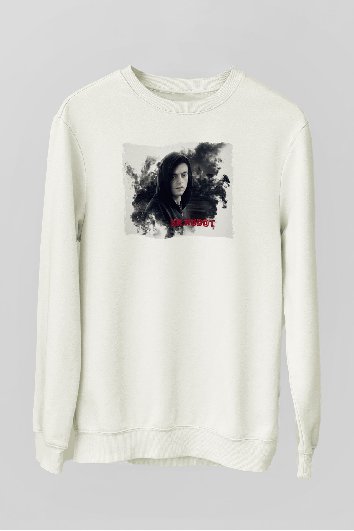 Mr. Robot Beyaz Unisex Sweatshirt