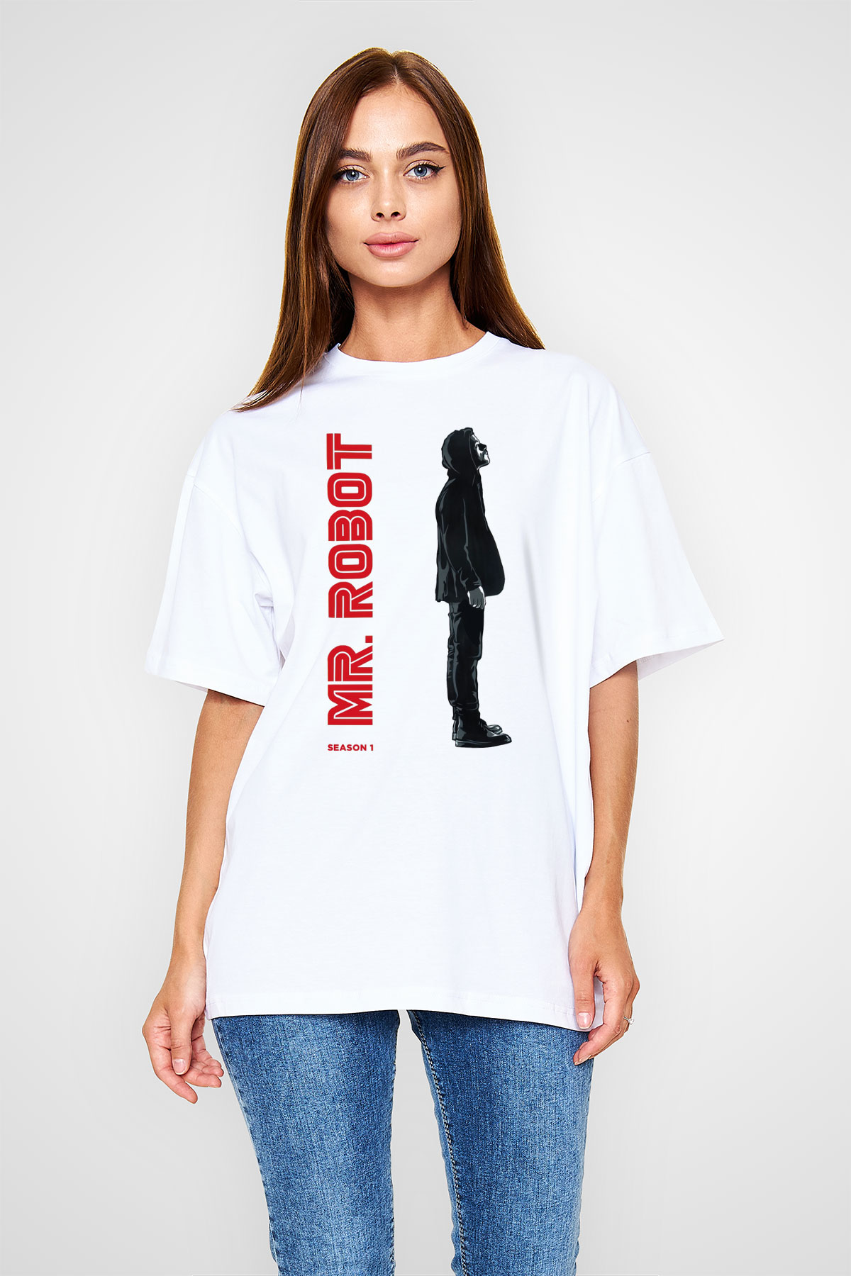 Mr. Robot Beyaz Oversize Tişört Oversize T-shirt