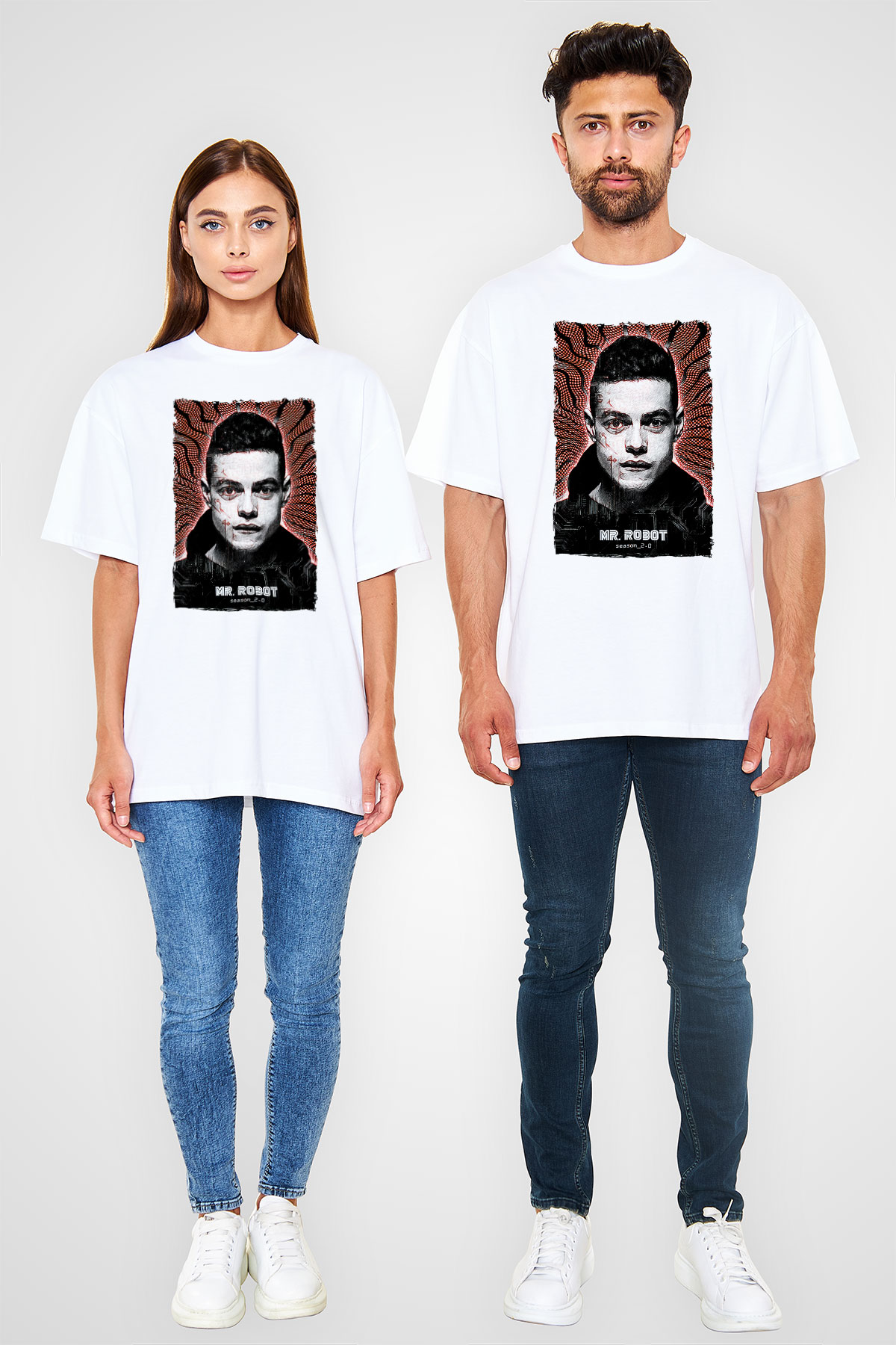 Mr. Robot Beyaz Oversize Tişört Oversize T-shirt
